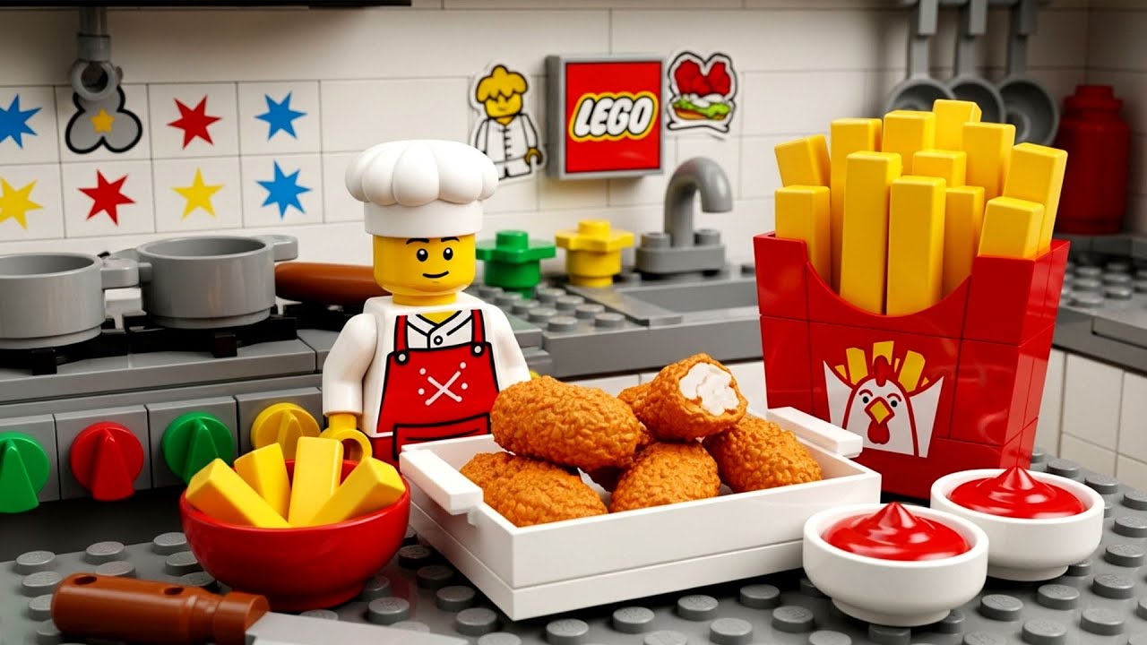 LEGO Fast Food Cooking | Crispy KFC Chicken Nuggets Recipe in Stop Motion