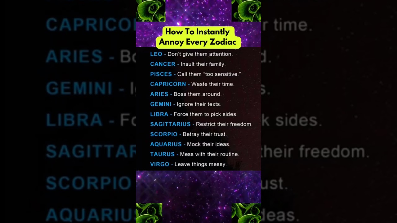 😈 How to Annoy Every Zodiac Sign Instantly! #ZodiacVibes #AstrologyFun #StarSignPetPeeves #Shorts