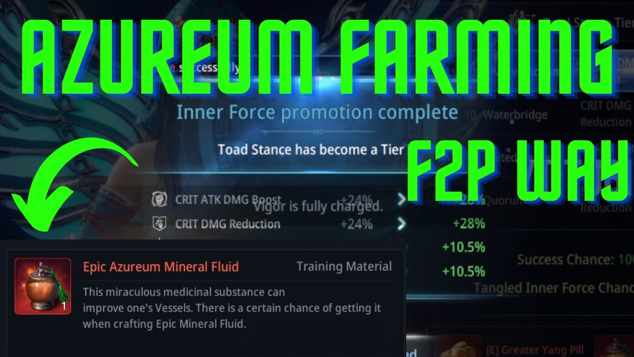 MIR4 GUIDE -  EPIC AZUREUM AND RARE MINERAL OIL FARMING, ROAD TO TOAD STANCE TIER 4 (F2P WAY)