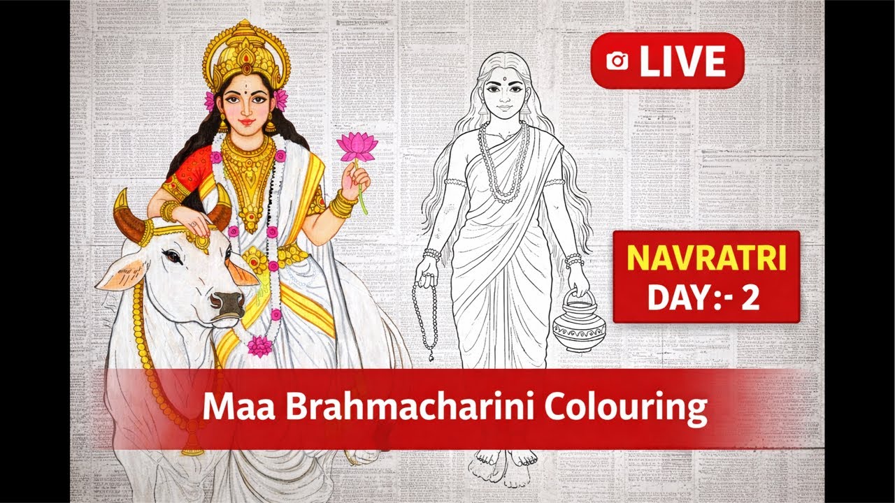 🔴 LIVE Colouring Maa Brahmacharini 🎨 | Day 2 Navratri 🌸🙏