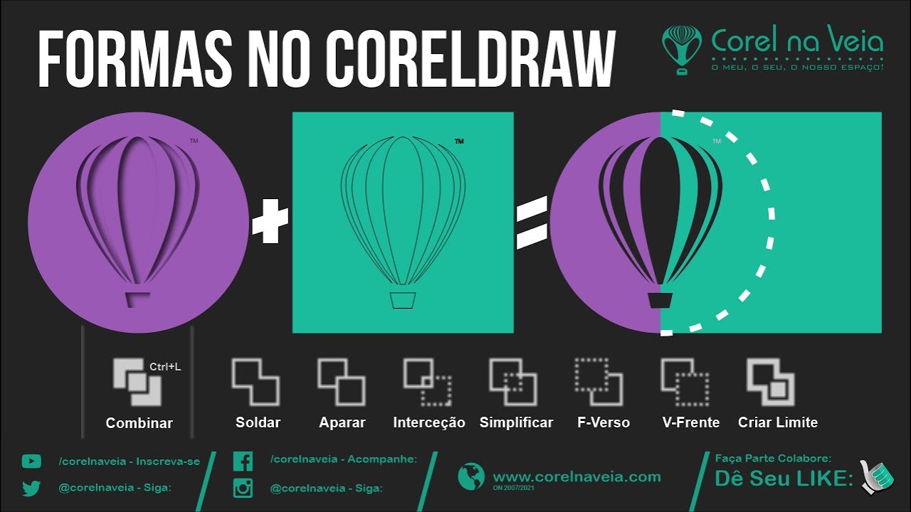 CorelDRAW Formas Formatos Combinar Soldar Aparar Interseção Simplificar etc