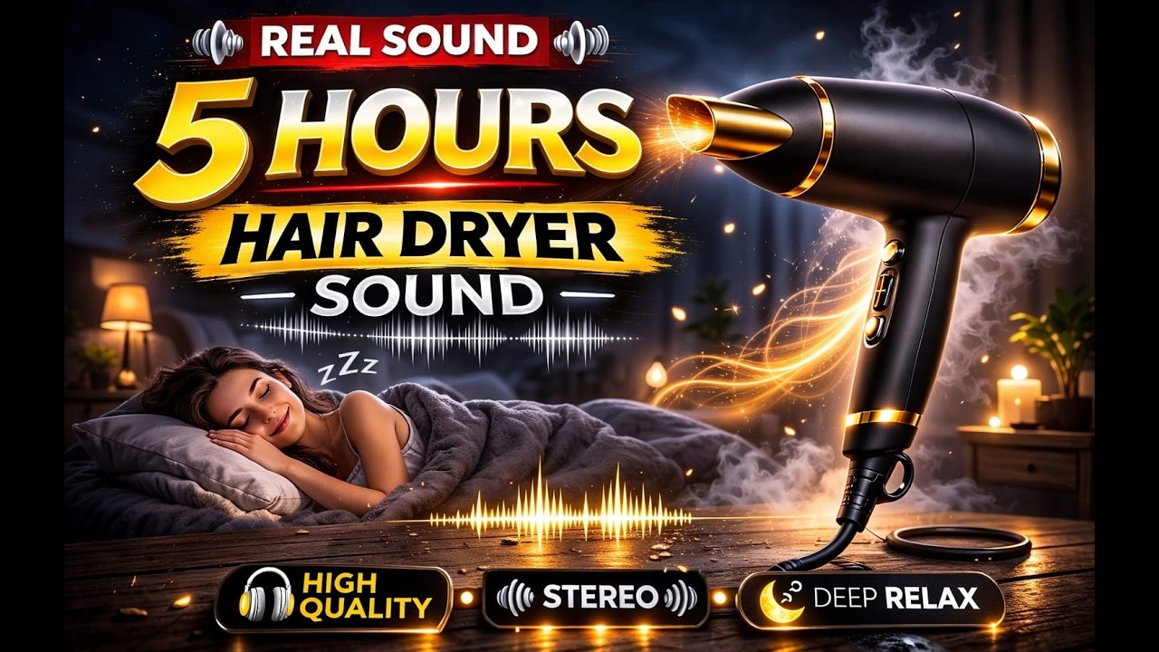 THE BEST HAIR DRYER SOUND 5 HOURS | WHITE NOISE FOR A PERFECT SLEEP.