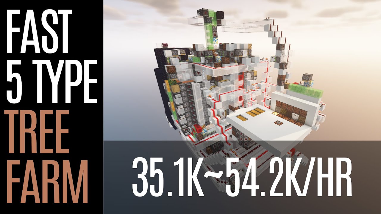 Farming 5 Tree types with ONE Farm | Fast Universal Tree Farm (35.1k ~ 54.2k/hr) (Java 1.16~1.21.8+)