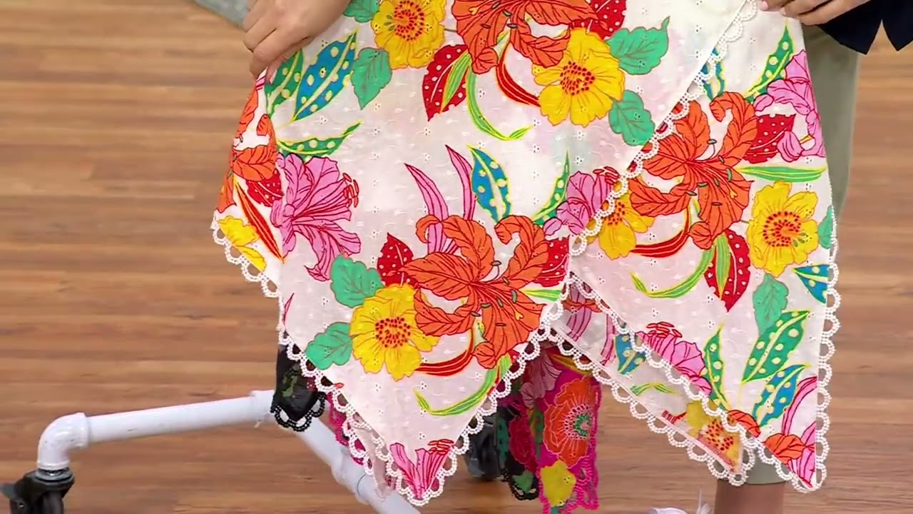 GRAVER Susan Graver Printed Eyelet Asymmetric Hem Dress on QVC