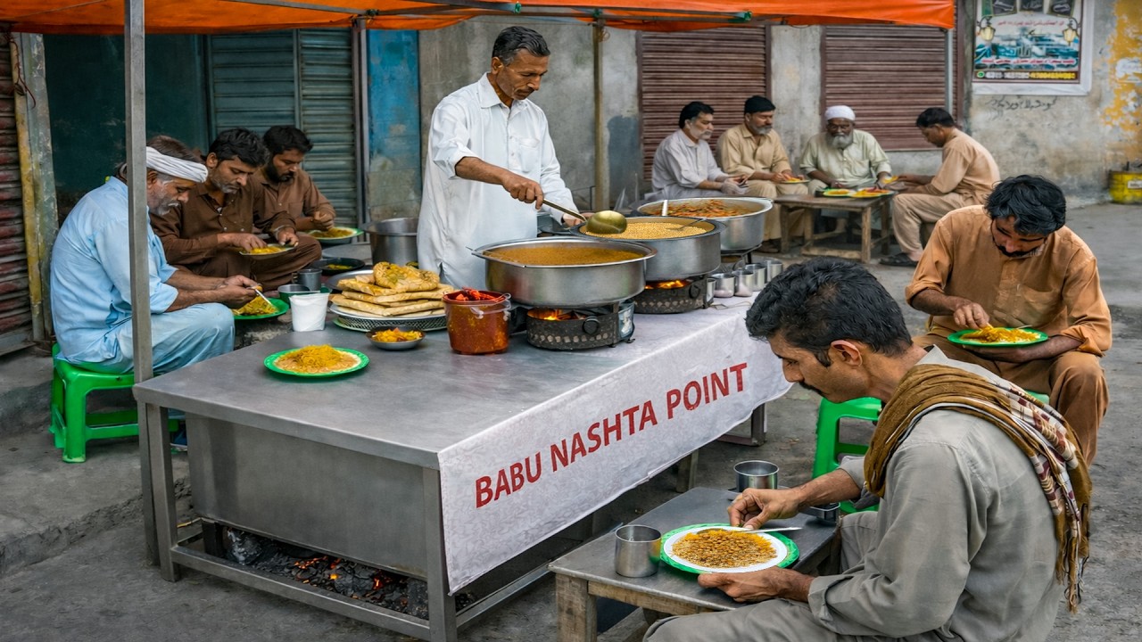 FULL MEAL IN JUST 70 RS 😍 PURE PUNJABI ROADSIDE BREAKFAST | AMAZING BABU NASHTA POINT PAKISTAN 🇵🇰