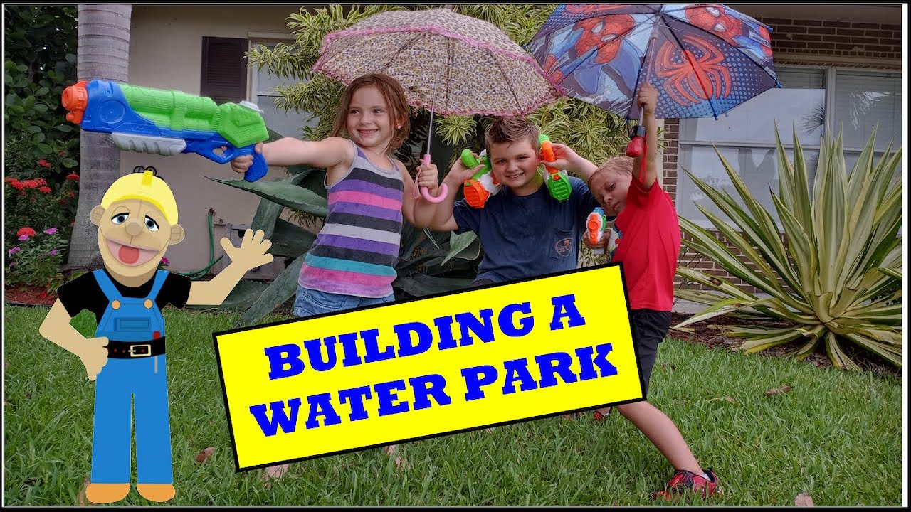 Building a Water Park | Kids Educational Video | Slip and slide | Zip Line