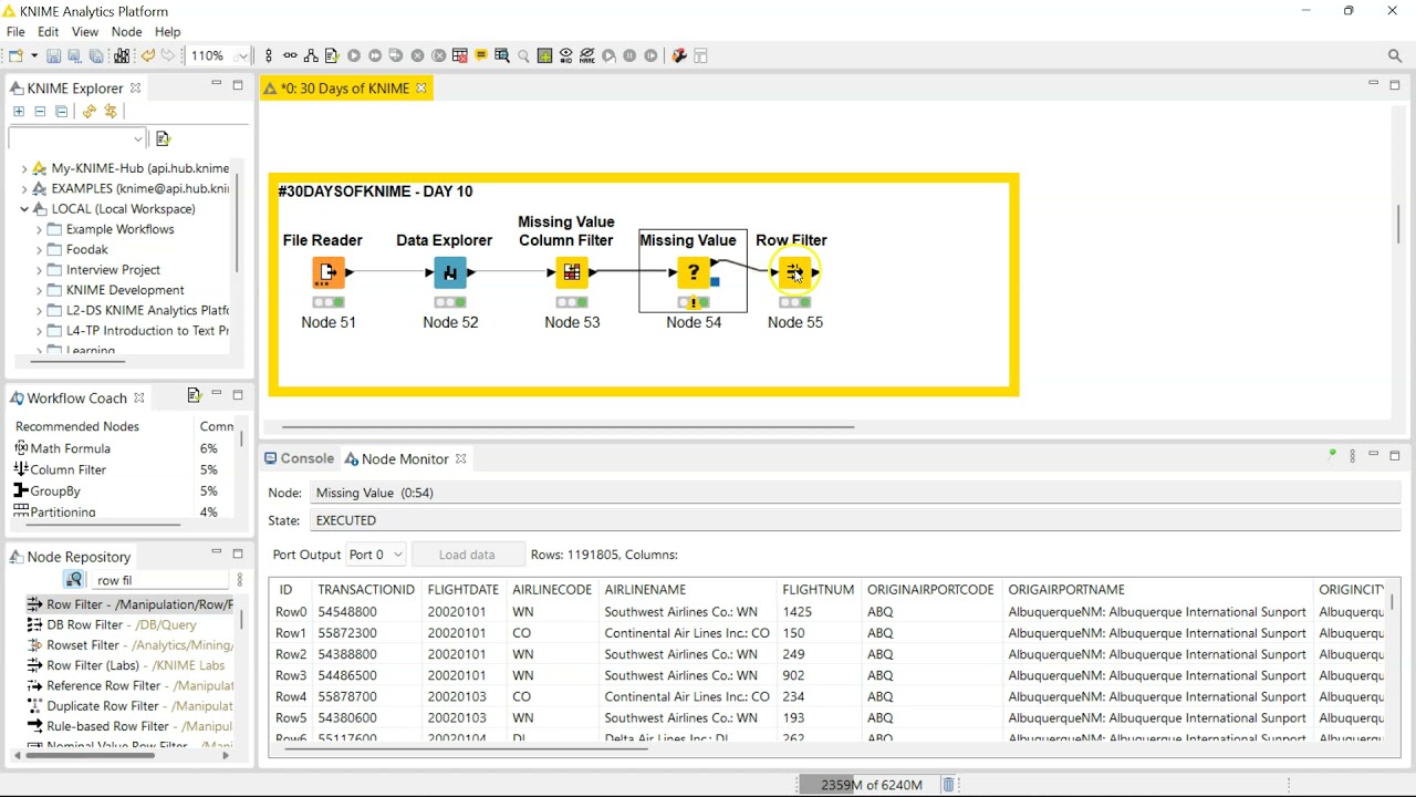 Day 10 - Row Filter Node - 30 Days of KNIME