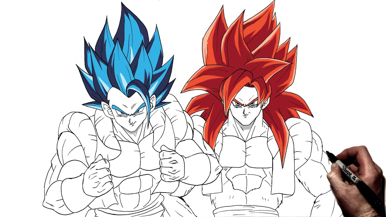 How To Draw Gogeta Blue & SSJ4 | Step By Step | Dragon Ball