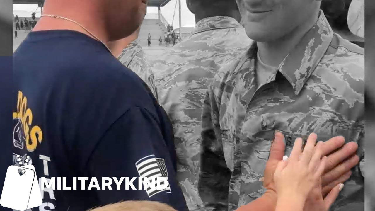 Airman cries after WHOLE family taps him out at graduation 😭 | Militarykind