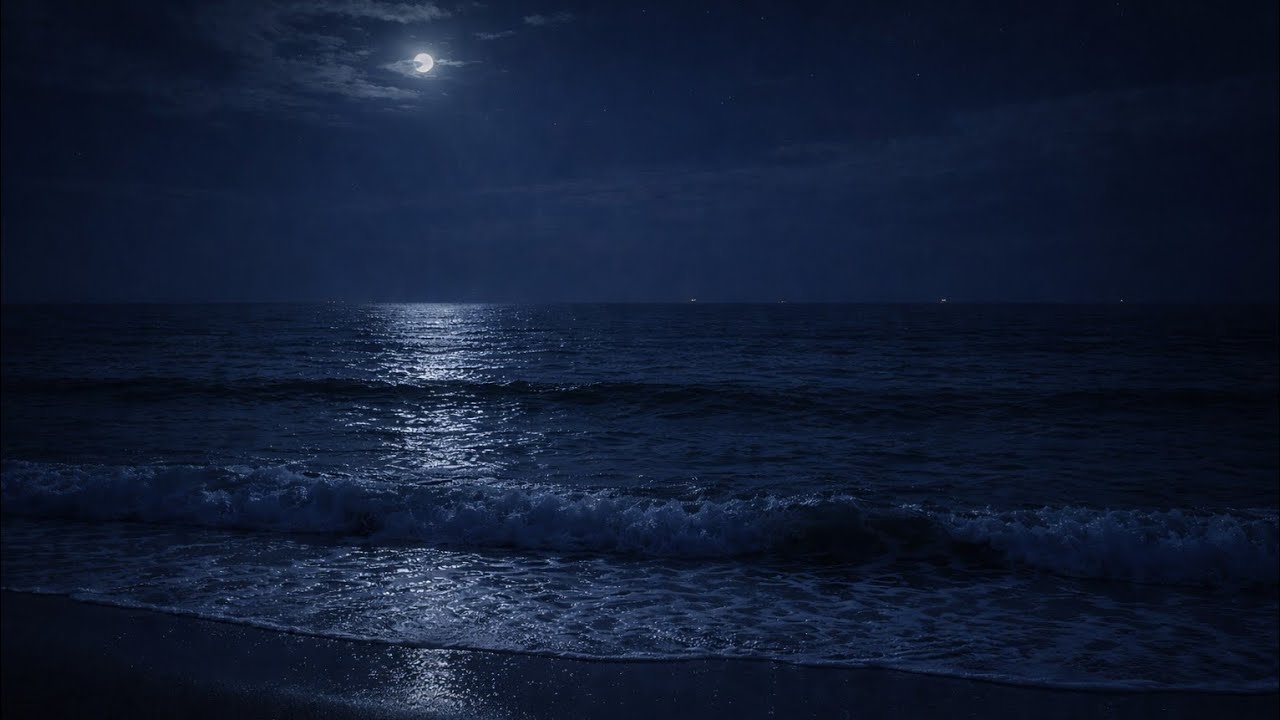 Ocean Waves at Night 🌊 Fall Asleep Faster, Deep Sleep & Anxiety Relief (2 Hours)