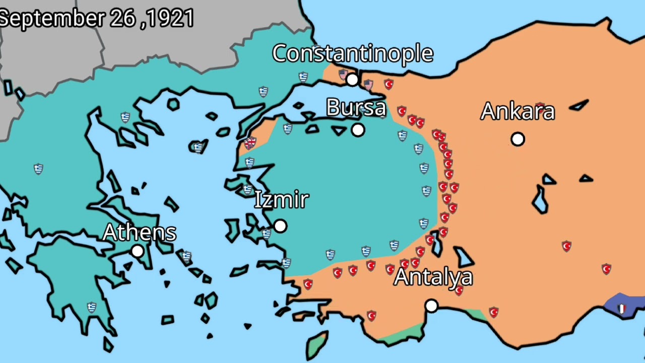 Greco-Turkish War (1919-1922) animated map. every day