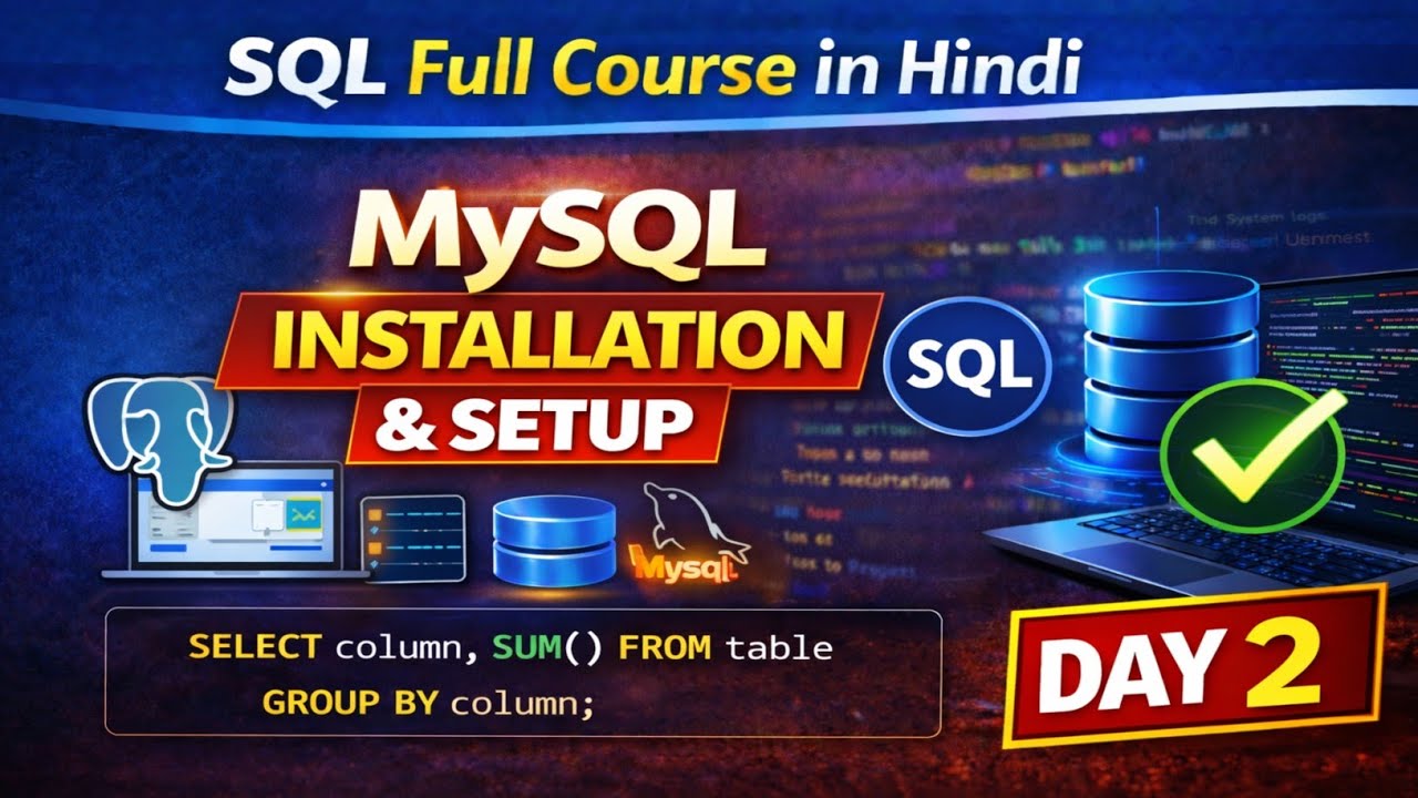 MySQL Install Kaise Kare? 🔥 SQL Course Day 2 | MySQL & Workbench Setup Hindi