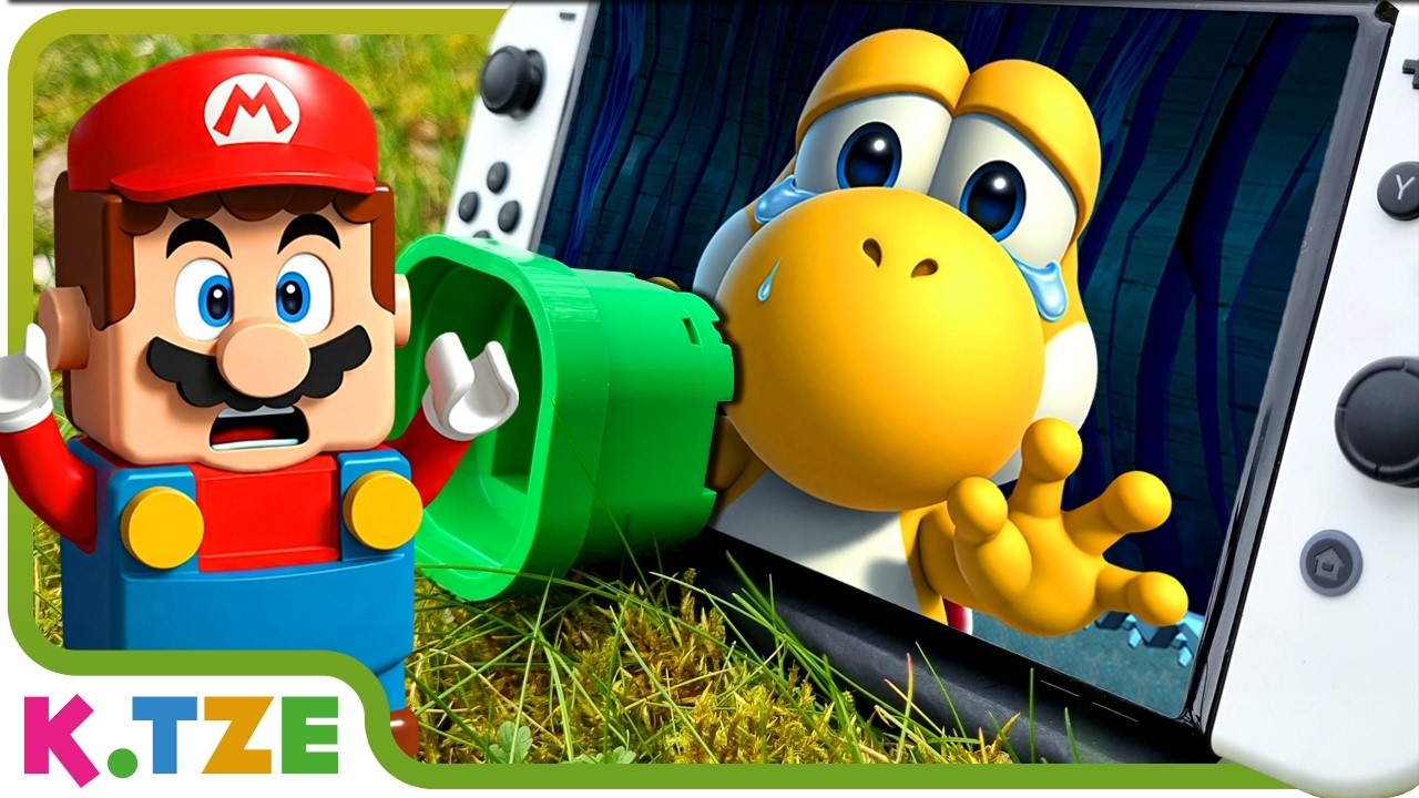Lego Mario enters the Nintendo Switch to Save Yellow Baby Yoshi 😰🎮 Super Mario Odyssey Story