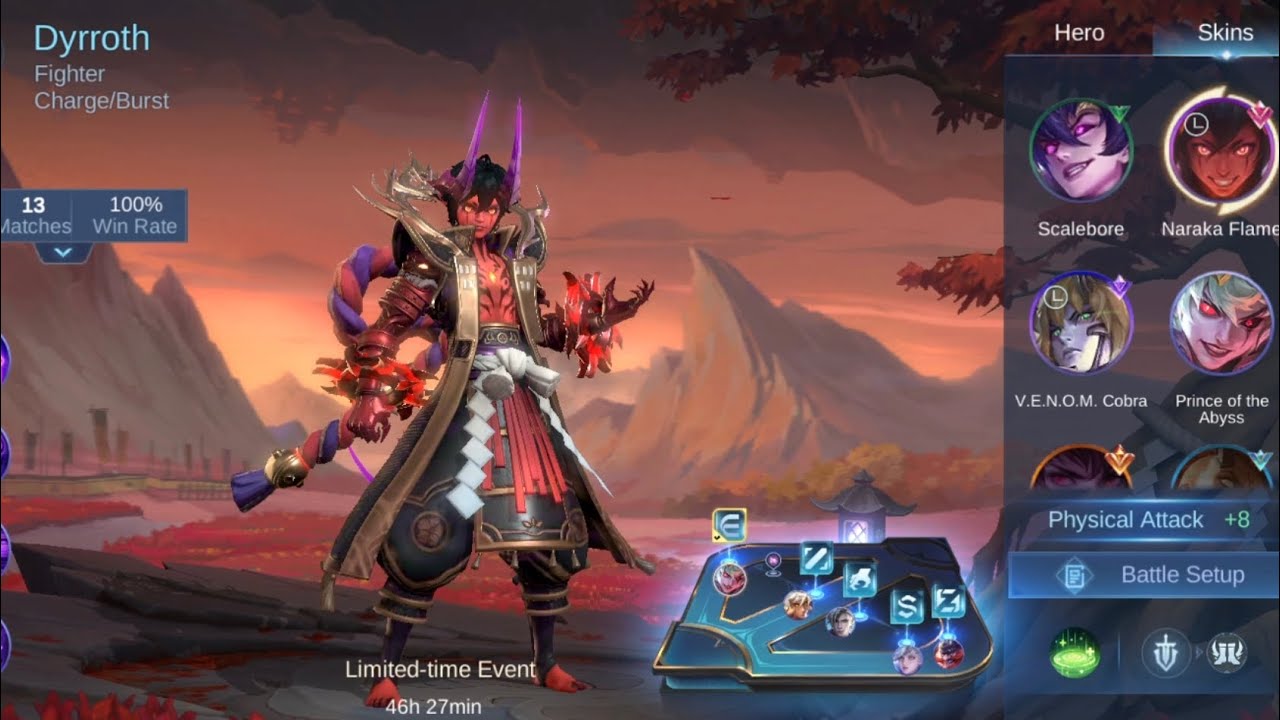 Insane gameplay with Naraka flame : dyrroth 😱 || moba legends 5v5