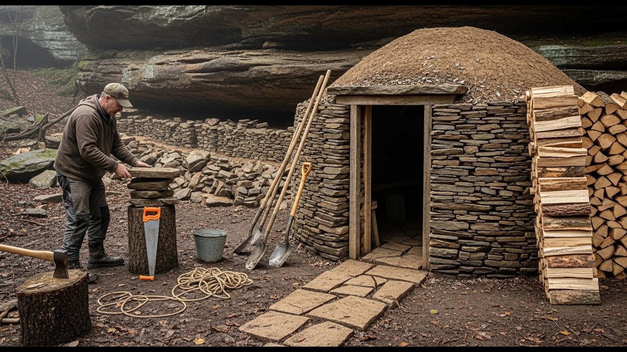Bau eines geheimen und gemütlichen Unterschlupfs in einer Klippe | Überleben, Bushcraft