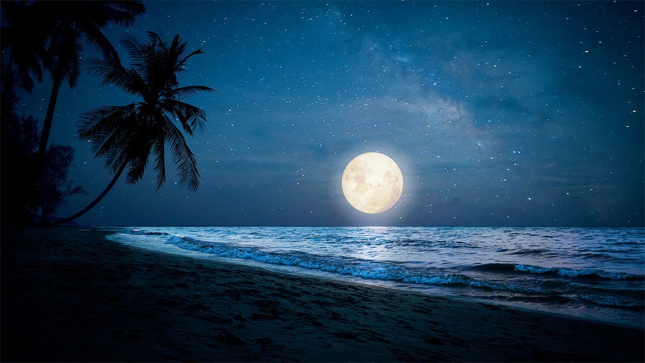 Relaxing Music with Ocean Waves at Night: Beautiful Piano, Sleep Music, Meditation, Stress Relief
