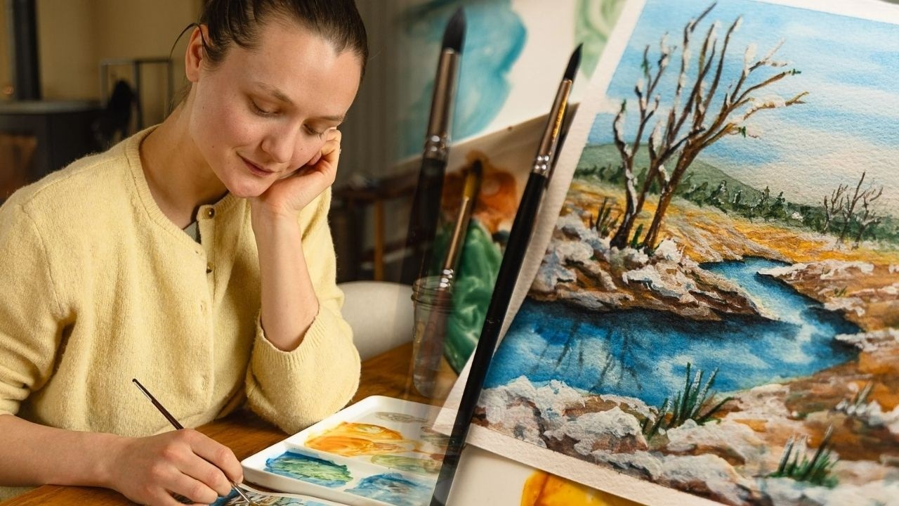 Cozy Real-Time Watercolor Tutorial for Beginners 🎨 A peaceful, early spring landscape | IMOVARA