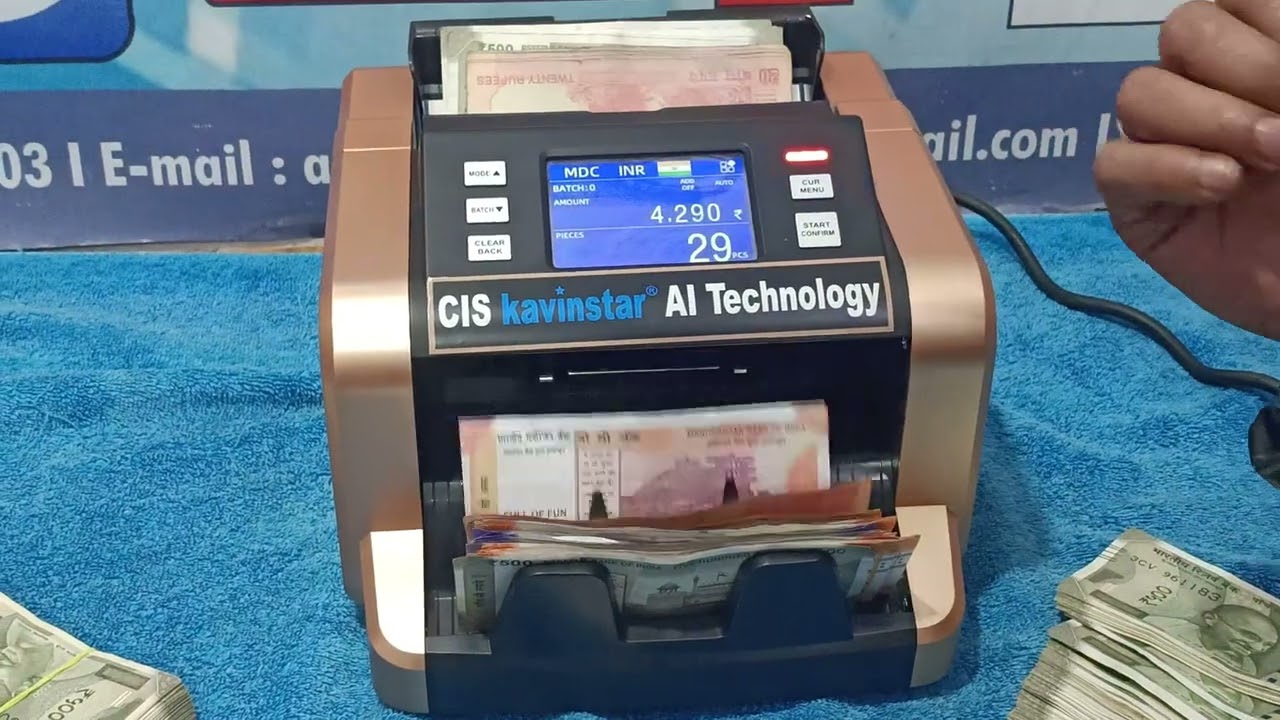 Kavinstar K-6000 Gold AI Based Mix Note Counting Machine With Counterfeit Detection