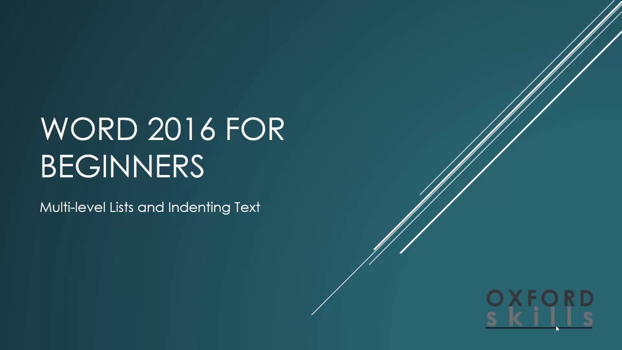 Word 2016 Multilevel lists and indenting