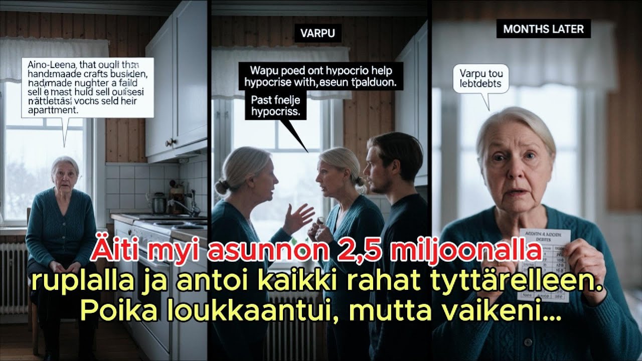 Äiti myi asunnon 2,5 miljoonalla ja antoi kaiken tyttärelle. Poika loukkaantui, mutta vaikeni.