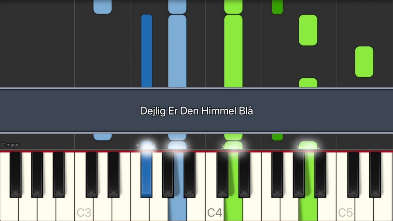 [Play/Sing] Dejlig Er Den Himmel Blå (All verses + lyrics) Piano