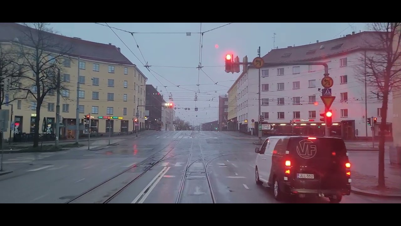 Helsingin raitiolinja 3H,2,3 Koskela-Olympiaterminaali-Messukeskus-Olympiaterminaali-Meilahti.