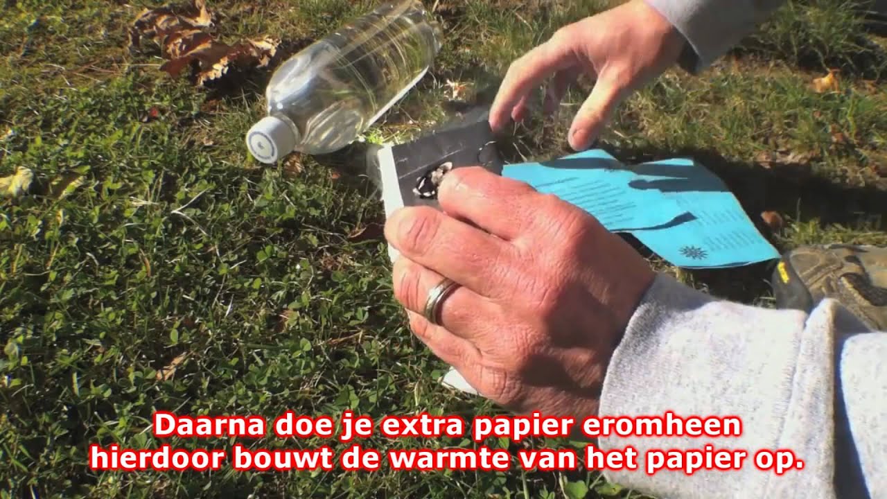 Video 2 : Vuur maken met een fles water en zonlicht preppers nederland hollandia preppers