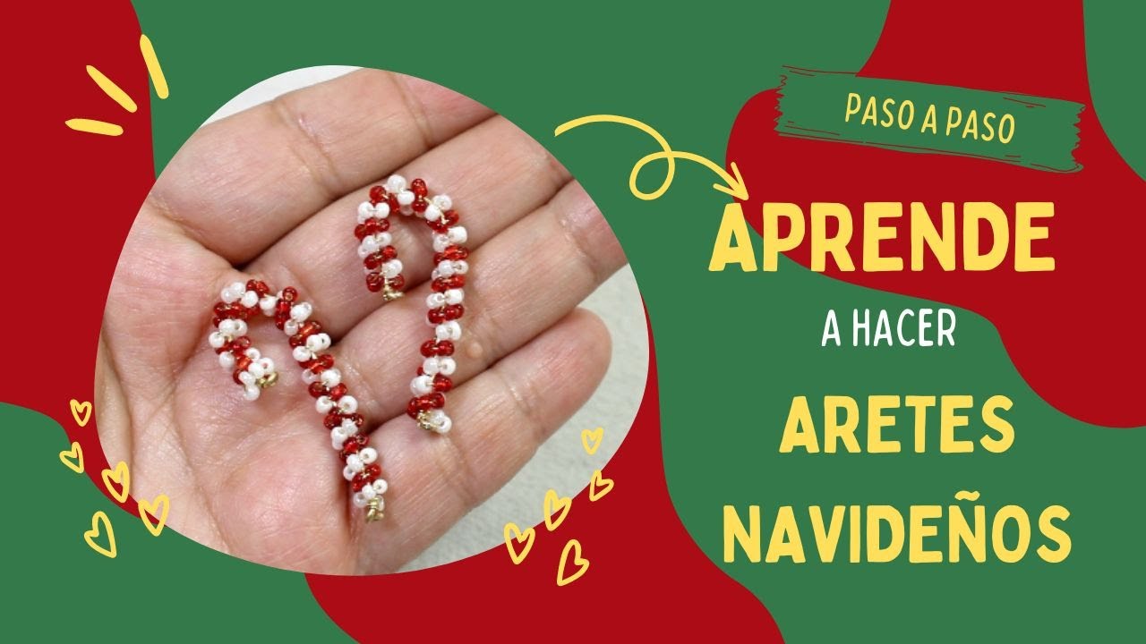 Cómo hacer aretes navideños... Aprende a hacer aretes de caramelo en alambrismo y chaquira... Diy