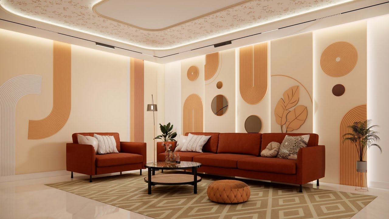 Modern Luxury Living Room Interior Design | Warm Minimalist Wall Decor | Ultra Realistic 4K Render