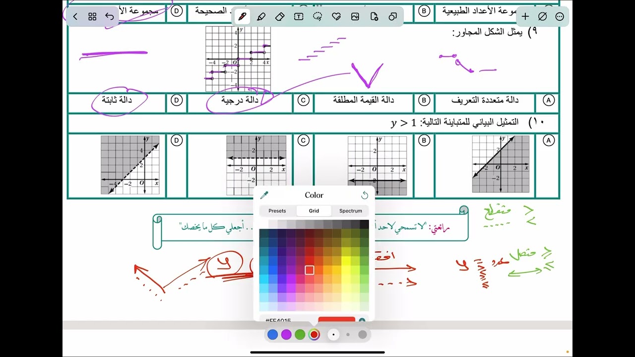 حل مراجعة رياضيات ثاني ثانوي باب (الدوال والمتباينات)