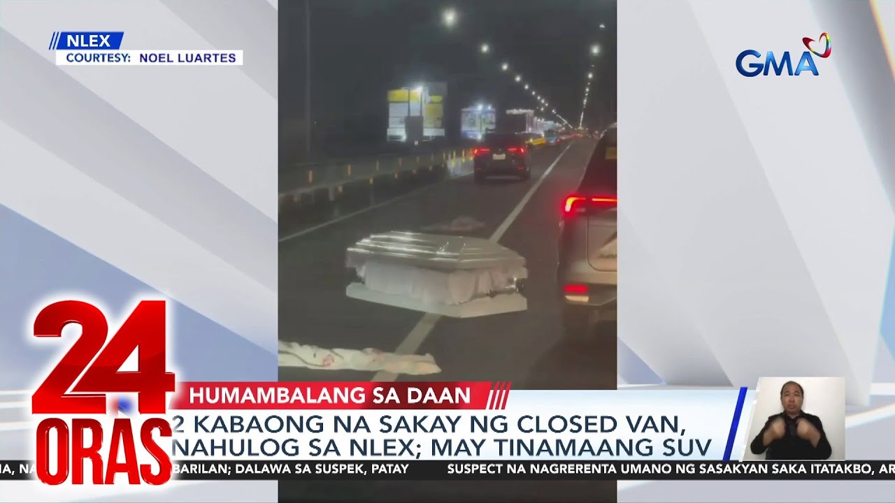 2 kabaong na sakay ng closed van, nahulog sa NLEX; may tinamaang SUV | 24 Oras