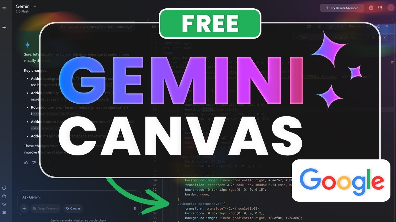Google Gemini CANVAS - The Free AI Tool for Effortless Creation in 2025