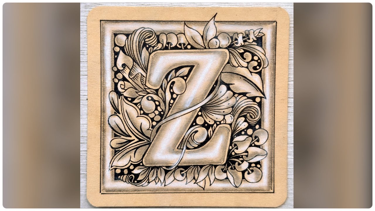 Step by Step Zentangle Inspired Ornamental Letter Z Drawing Tutorial 