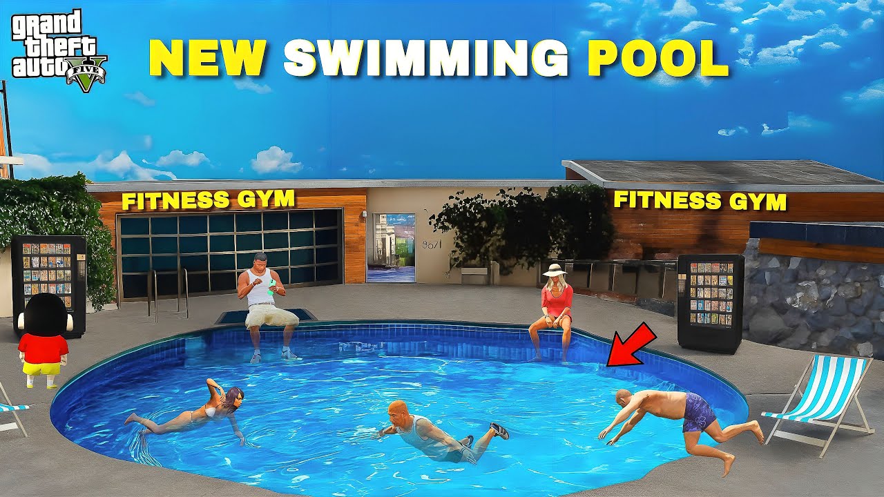 GTA V : Franklin Opened New Swimming Pool in his New GYM With Shinchan in GTA 5 ! in Telugu