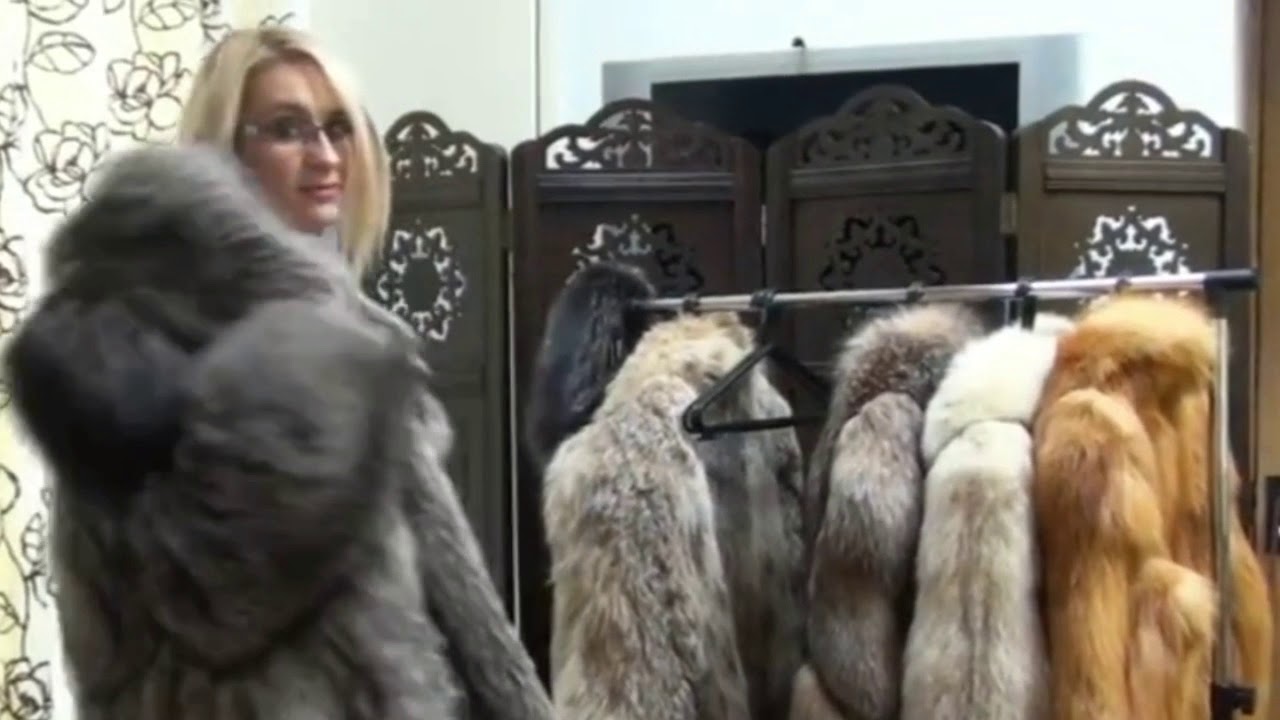 Beautiful Woman Try On Fur Coats