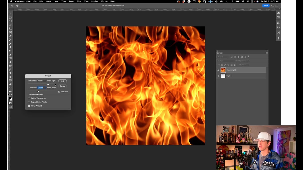 5min. Adobe Photoshop AI Tutorial: Seamless Fire Texture