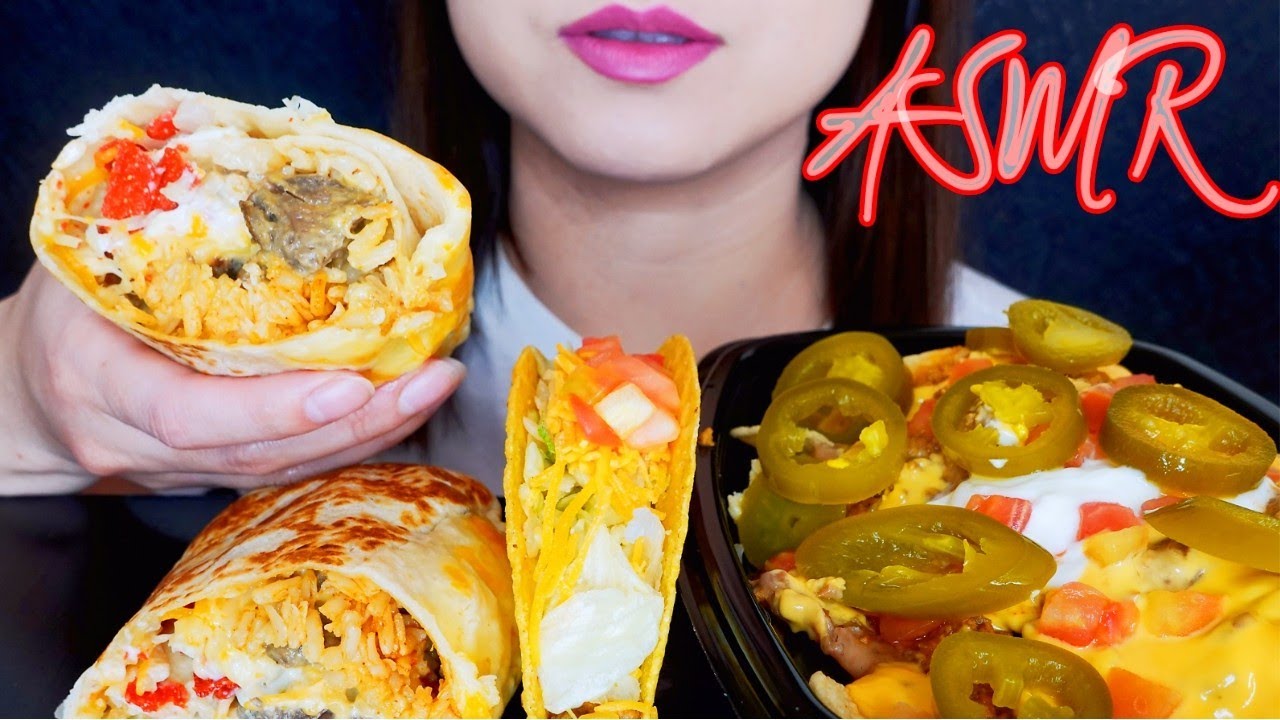 ASMR TACO BELL NEW SPICY DOUBLE STEAK GRILLED CHEESE (NO TALKING) EATING SOUND