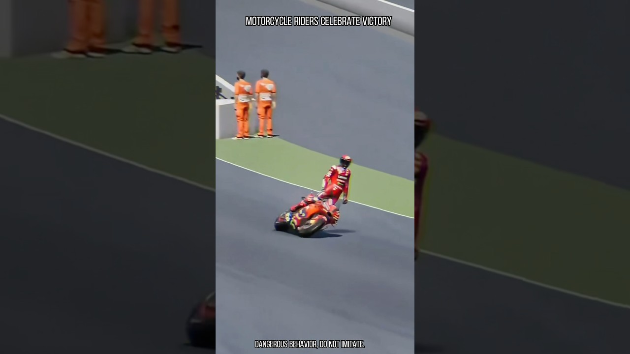 Motorcycle riders celebrate victory ✌️#motogp #moto #race #corrida #foryou