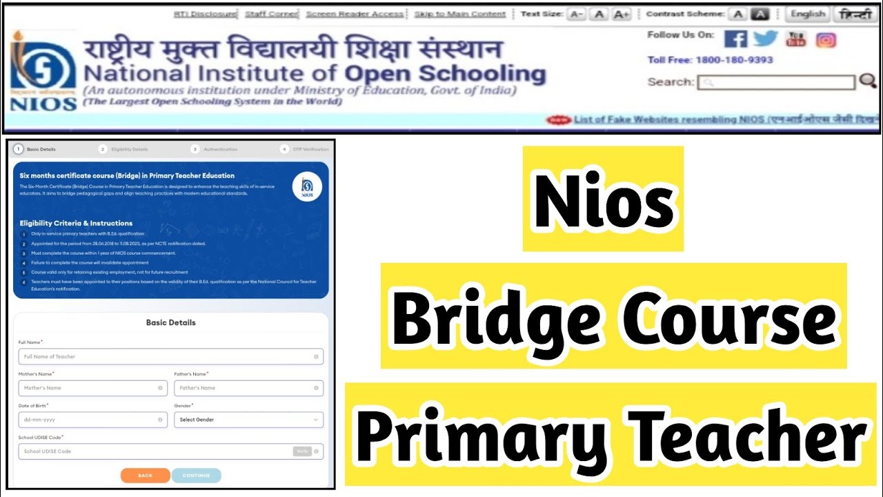 Nios Bridge Course Primary Teaching Certificate | Task Is Helping NIOS  