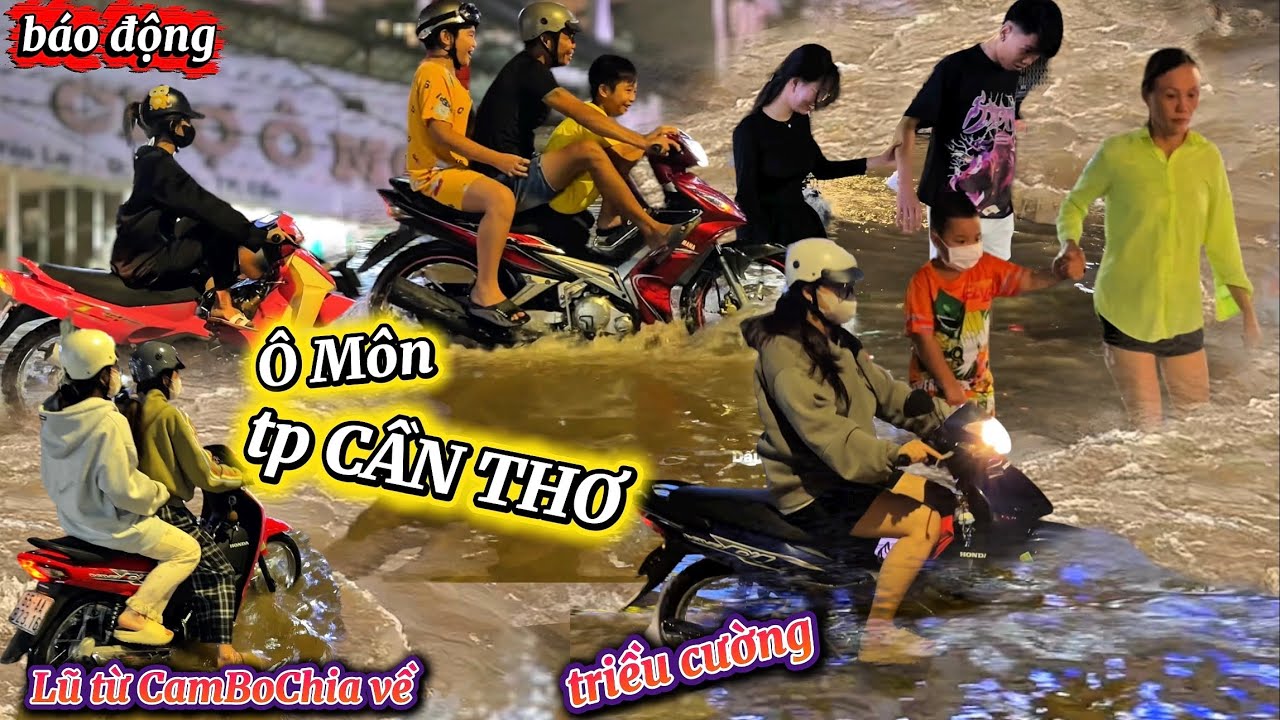 Ô MÔN nước lên NGẬP CẢ XE người dân đi lại khó khăn CHỢ Ô MÔN-TP CẦN THƠ