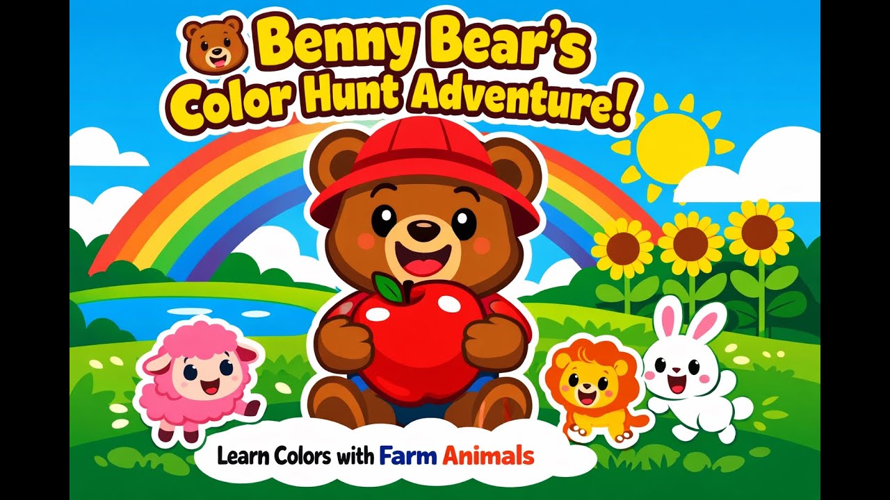 🐻🌈 Benny Bear's Color Hunt Adventure! Learn Colors with Farm Animals.