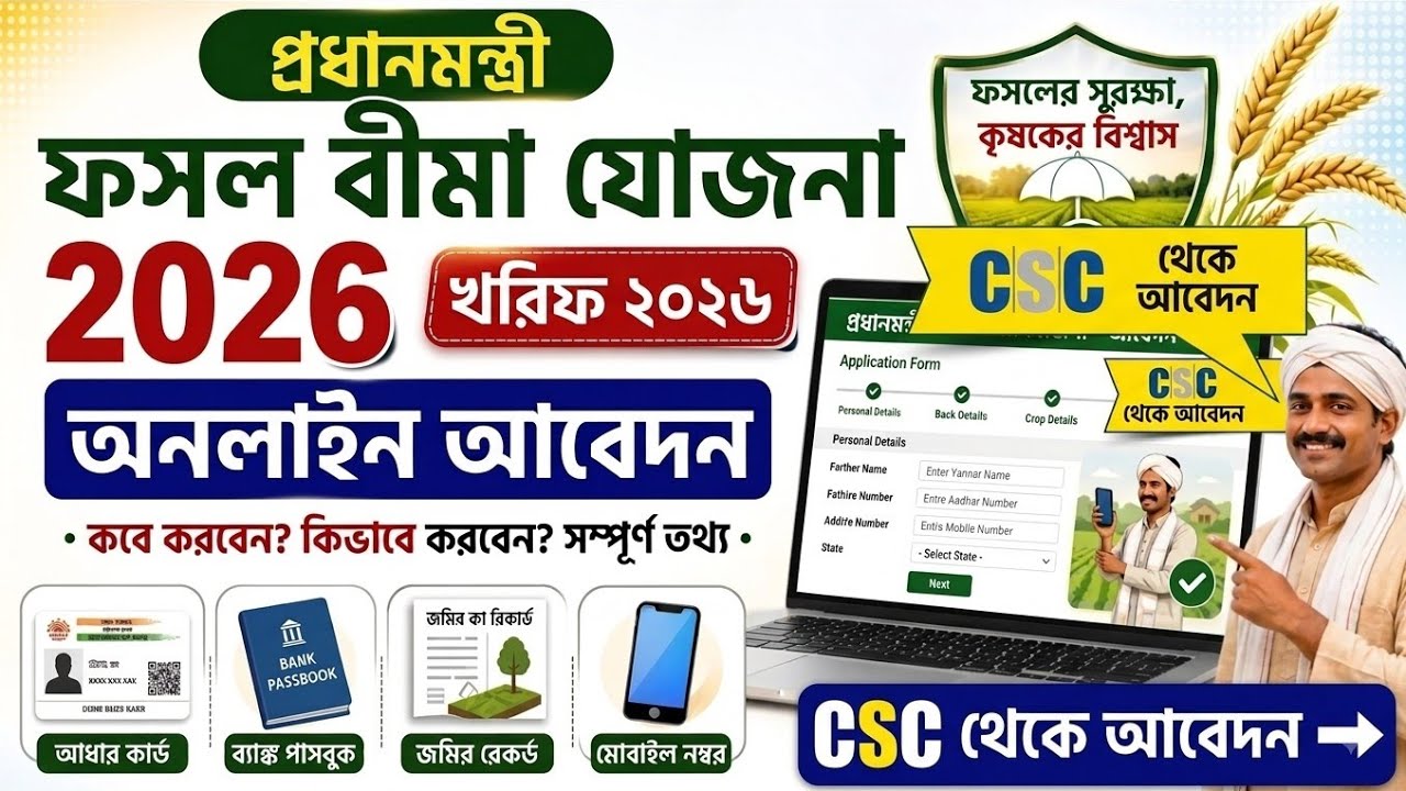 Pradhan Mantri Fasal Bima Yojana Online Registration Through CSC | CSC PMFBY Online Apply.