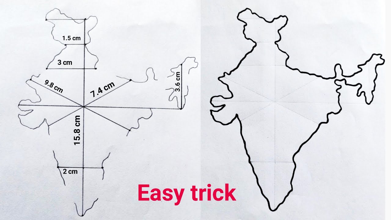 India map easy ideas | India map easy trick idea | How to draw India map easily step by step
