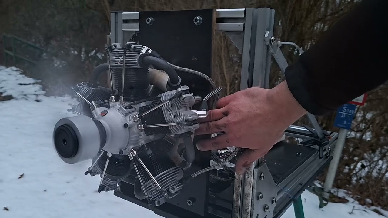 Moki 250cc 5 zylinder Sternmotor nach kompletter Revision- erster Probelauf
