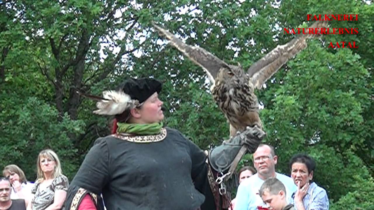 Falknerei Naturerlebnis Aatal - Falknerin Tatjana Schm&uuml;cker auf Burg Lemberg