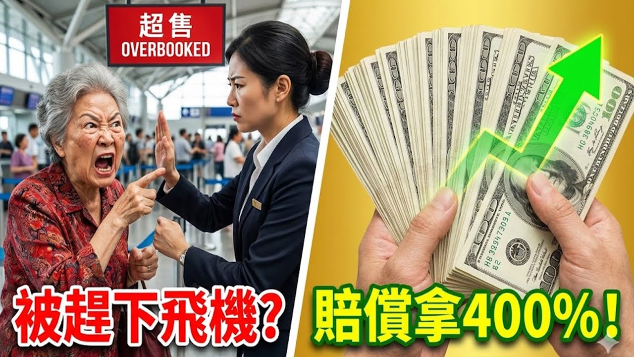 機票超售Overbooked被趕下飛機？千萬別自願離開！盤點「非自願拒載」的 3 大賠償標準，最高可拿機票價格的 400%！#機票超售 #被趕下飛機 #非自願拒載 #航空權益 #賠償標準 #旅遊知識
