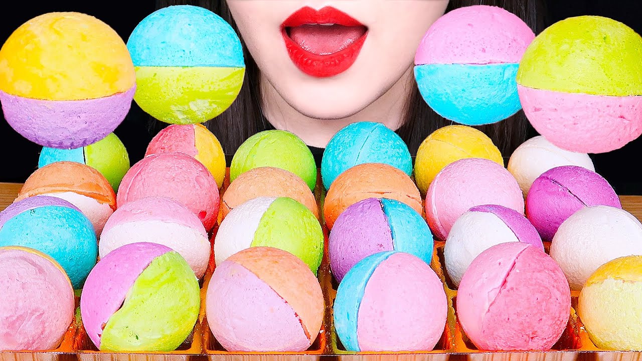 ASMR EDIBLE BATH BOMB *COLOR BOMB 먹는 배쓰밤 컬러밤 먹방 EATING SOUNDS NO TALKING MUKBANG SHOW