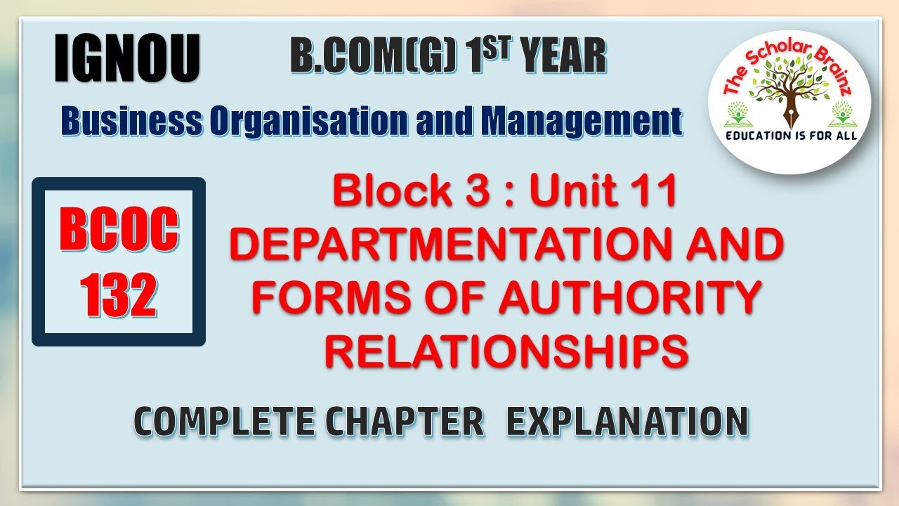 IGNOU BCOMG 1st year BCOC132 Business organisation and management Block3 Unit 11 Chapter explanation