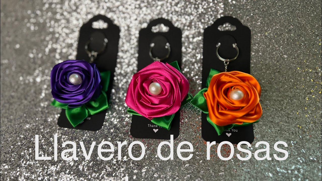 Tutorial de como hacer un llavero con una rosa eterna de listón satinado