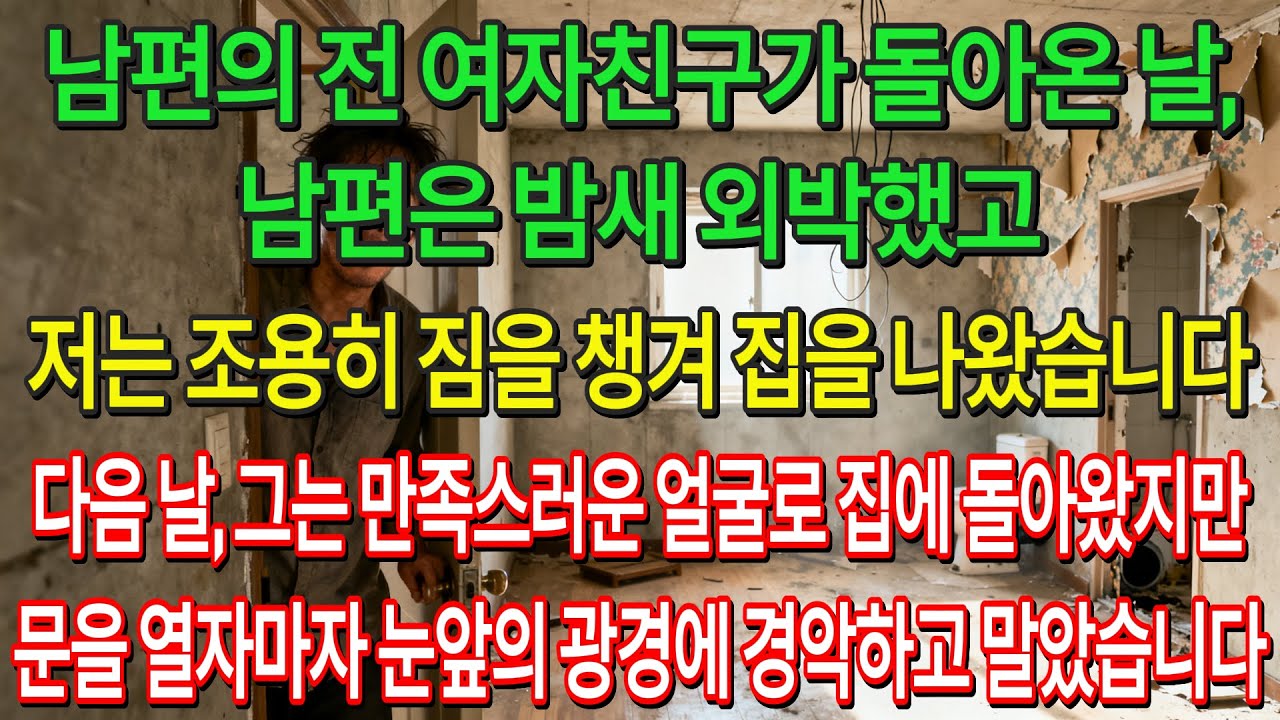 남편이 전 여친과 외박한 밤, 저는 조용히 집을 나왔습니다. 다음 날, 만족한 얼굴로 돌아온 그는 텅 빈 집을 마주하고 경악했습니다. | 고부사연 | 감동사연 | 오디오북 |
